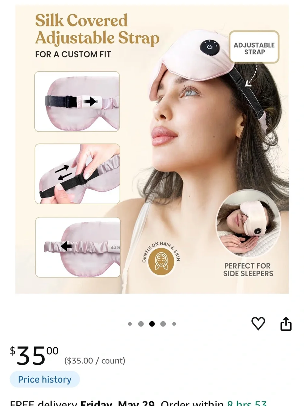 Heated Silk Eye Mask - Pink Comfort